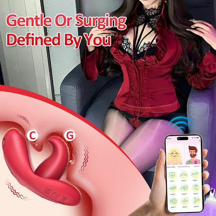 Vibrator - Dildo - Dildo Vibrator for Women | Vibrating Toy for Women with Remote Control - Vibrating Panties as a Gift for Long-Distance Relationships - Sucking and Thrusting Sensory Vibrating Toy - APP Remote Control