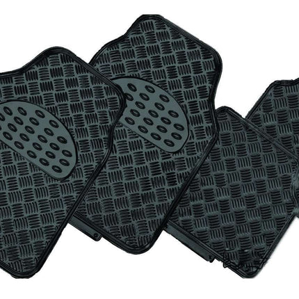 VENOM 4-Piece Car Mat - BLACK [Rubber/Aluminium Look]
