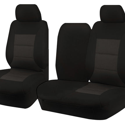 Seat Covers for TOYOTA LANDCRUISER 100 SERIES 1998 - 2015 STANDARD HZJ-FZJ105R FRONT BUCKET + _ BENCH WITH FOLD DOWN ARMREST/CUP HOLDER BLACK PREMIUM