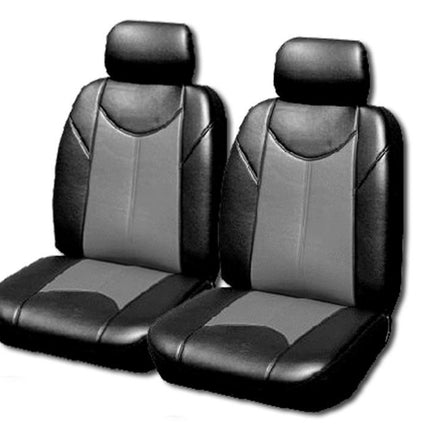 Leather Look Car Seat Covers For Nissan Frontier D22 Dual Cab 1997-2020 | Grey