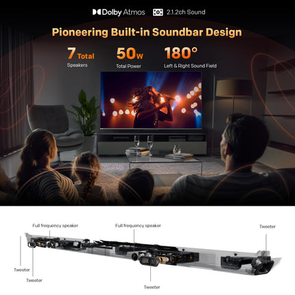 SKYWORTH 55" MagicSound Google TV, 144Hz UHD QLED+, 2.1.2 Sound, Built-in Subwoofer, Dolby Vision+Atmos, Eyecare TV, Find-my remote, Q7700G