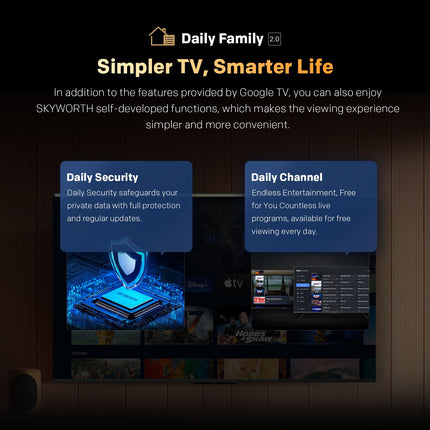 SKYWORTH Q6600H 85" - QLED+ 4K Smart Google TV, Gen 5 Quantum Dot, 120Hz Refresh Rate, AI-Powered Picture, Dolby Audio DBX-tv Audio, Voice Control, Screen Casting, HDR, Eco-Friendly Design