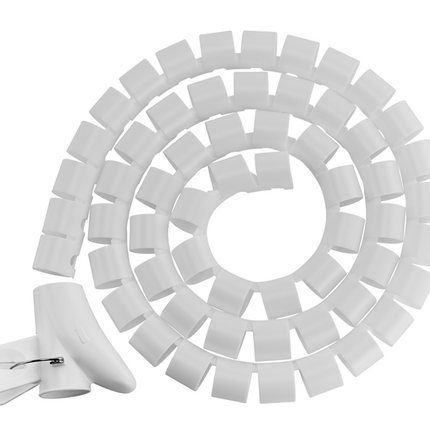 BRATECK 30mm/1.2' Diameter Coiled Tube Cable Sleeve Material PolyethylenePE Dimensions 1000x30mm - White
