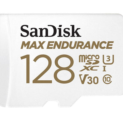 SANDISK 128GB MAX High Endurance microSDHC Card SQQVR 60,000 Hr Hrs UHS-I C10 U3 V30 100MB/s R, 40MB/s W SD adaptor 10Y
