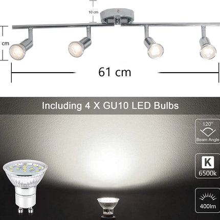 Modern 4 Light Track Lighting Kit LED (Chrome)