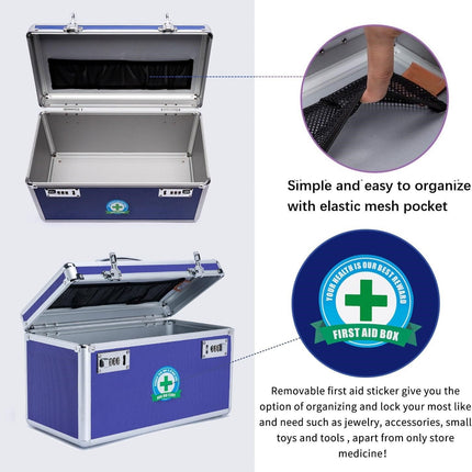 Locking Combination Medicine Box (Blue/Large)