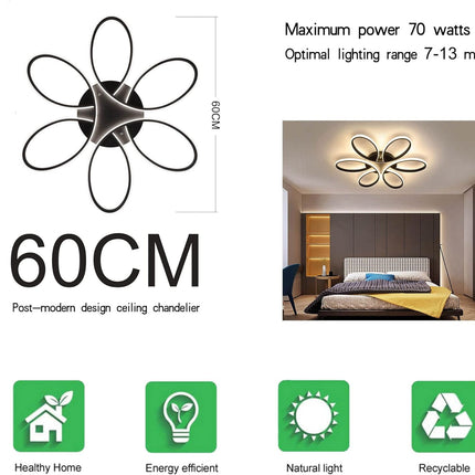 Modern LED Chandelier Flush Mount Lamp Remote Control (60cm)