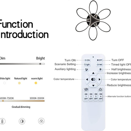 Modern LED Chandelier Flush Mount Lamp Remote Control (60cm)