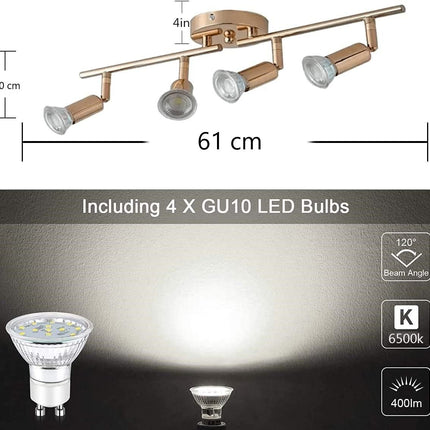 Modern 4-Light Track Lighting Kit LED (Gold)