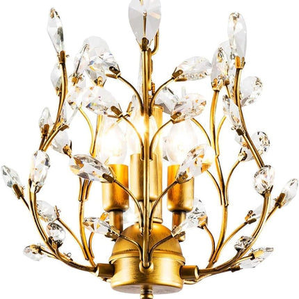 Crystal Chandelier Vintage, 3 Lights, Gold