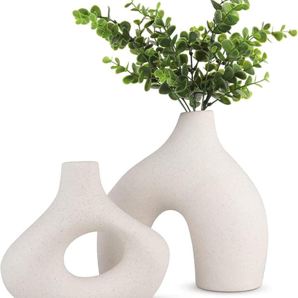 Ceramic Set of 2 Modern White Vases for Home D�cor