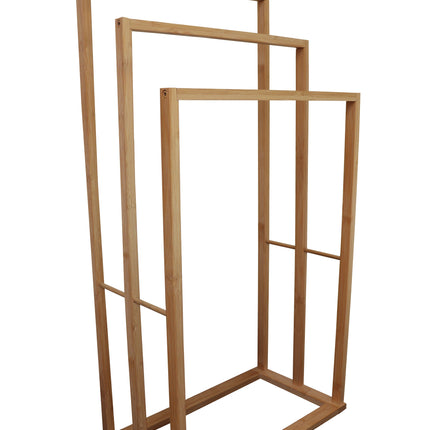 Bamboo Towel Bar Holder Rack 3-Tier Freestanding for Bathroom and Bedroom