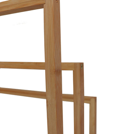 Bamboo Towel Bar Holder Rack 3-Tier Freestanding for Bathroom and Bedroom