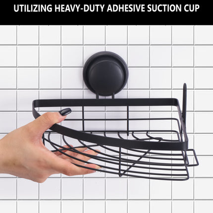 2 Pack Round Corner Shower Caddy Shelf Basket Rack with Premium Vacuum Suction Cup No-Drilling for Bathroom and Kitchen