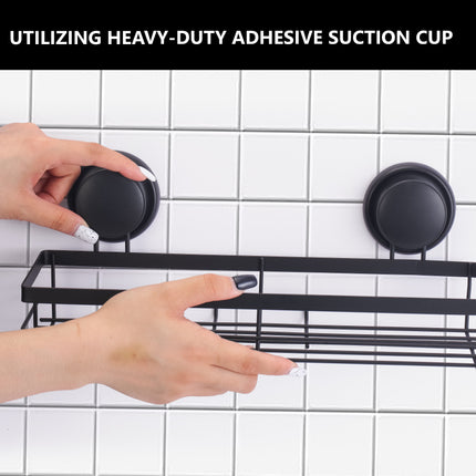 2 Pack Rectangular Corner Shower Caddy Shelf Basket Rack with Premium Vacuum Suction Cup No-Drilling for Bathroom and Kitchen