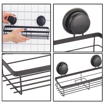 2 Pack Rectangular Corner Shower Caddy Shelf Basket Rack with Premium Vacuum Suction Cup No-Drilling for Bathroom and Kitchen