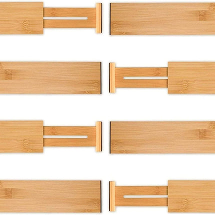 8 Pack Bamboo Adjustable Kitchen Drawer Dividers (Large, 44-55 cm)