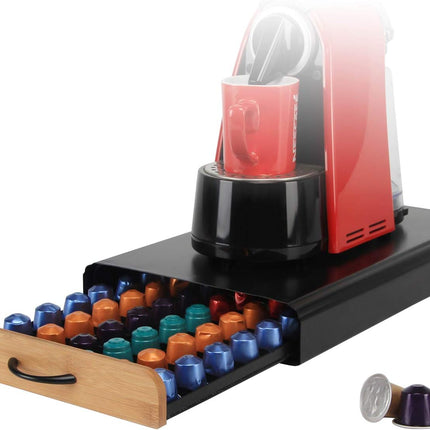 CARLA HOME Coffee Pods Holder Storage Drawer Compatible with 60 Nespresso Pods for Kitchen Storage & Organisation (Natural)