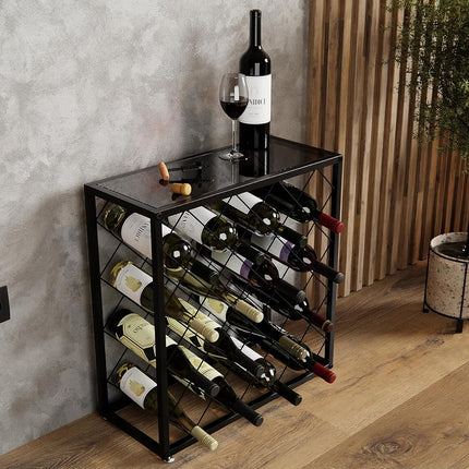 Freestanding Metal Wine Rack for 25 Bottles