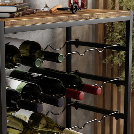 6-Tier Freestanding Wine Rack for 30 Bottles with Wood Countertop and Sturdy Metal Frame