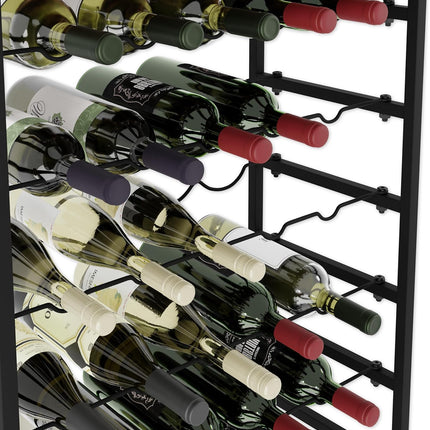 6-Tier Freestanding Wine Rack for 30 Bottles with Wood Countertop and Sturdy Metal Frame