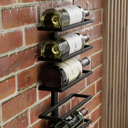 Metal Wall Mount Wine Rack for Wine Bottles, Liquor, Champagne (Holds 10 Bottles)