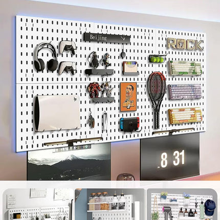 Pegboard Combination Kit with 4 Pegboards and 18 Accessories Modular Hanging for Wall Organiser