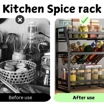 3-Tier Detachable Spice Rack Storage Organiser for Kitchen Countertop