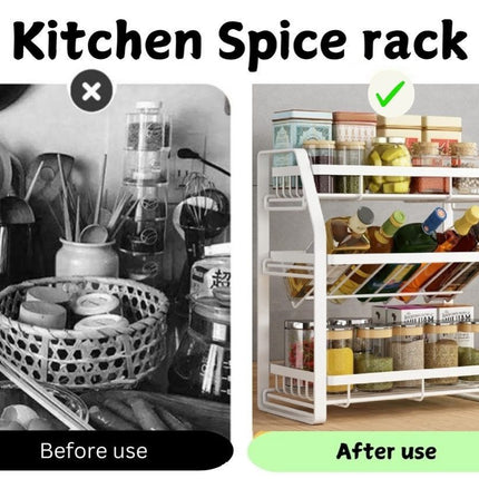 3-Tier Detachable Spice Rack Storage Organiser for Kitchen Countertop