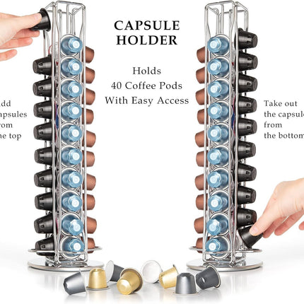 Coffee Pods Holder Storage Compatible with 40 Nespresso Pods