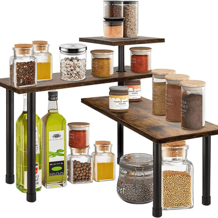 3-Tier Wooden Corner Shelf Kitchen Spice Rack Organiser Home Storage & Organisation