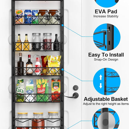 6 Tier Adjustable Baskets Over Door Pantry Organiser for Home Kitchen