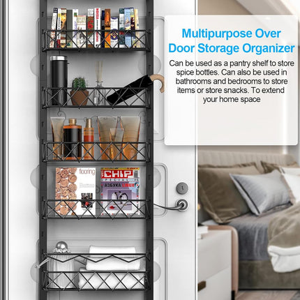 6 Tier Adjustable Baskets Over Door Pantry Organiser for Home Kitchen