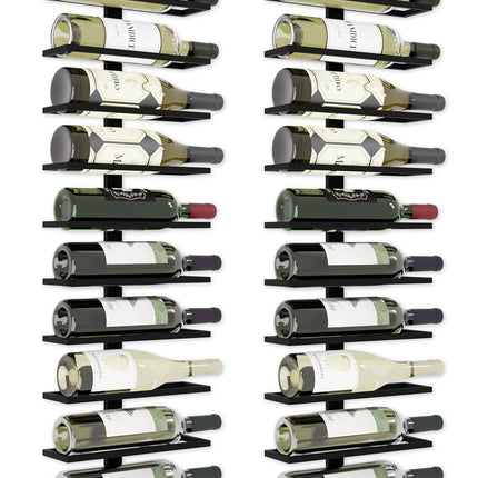 Set 2 Pcs Metal Wall Mount Wine Rack for Wine Bottles, Liquor, Champagne (Holds 10 Bottles)