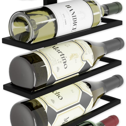 Set 2 Pcs Metal Wall Mount Wine Rack for Wine Bottles, Liquor, Champagne (Holds 10 Bottles)