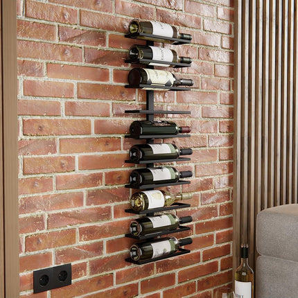 Set 2 Pcs Metal Wall Mount Wine Rack for Wine Bottles, Liquor, Champagne (Holds 10 Bottles)