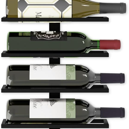 Set 2 Pcs Metal Wall Mount Wine Rack for Wine Bottles, Liquor, Champagne (Holds 10 Bottles)