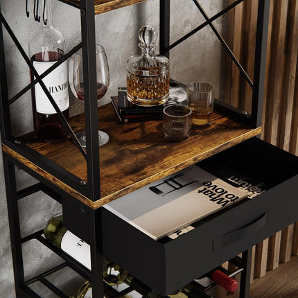 CARLA HOME Freestanding Wine Rack for 20 Bottles with Wood Countertop and Sturdy Metal Frame