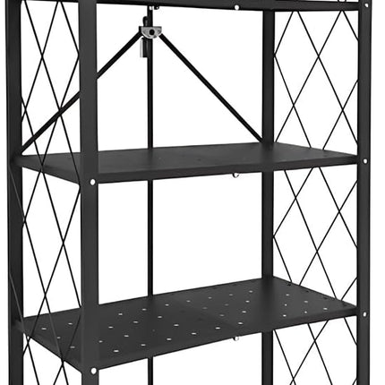 CARLA HOME 5-Tier Foldable Storage Shelf with Wheels for Kitchen, Garage, Pantry or Basement (Black)