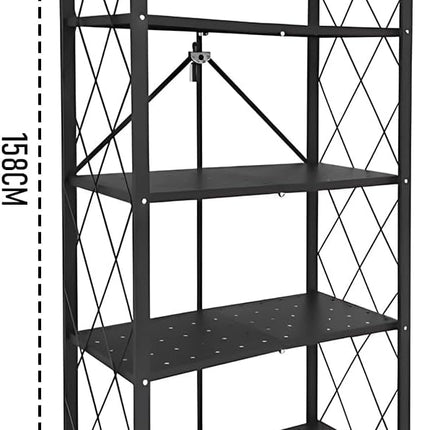 CARLA HOME 5-Tier Foldable Storage Shelf with Wheels for Kitchen, Garage, Pantry or Basement (Black)