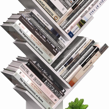 CARLA HOME 5-Tier Tree Bookshelf Storage Rack for Home Office or Bedroom (White)