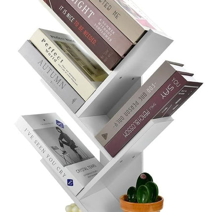 CARLA HOME 5-Tier Tree Bookshelf Storage Rack for Home Office or Bedroom (White)