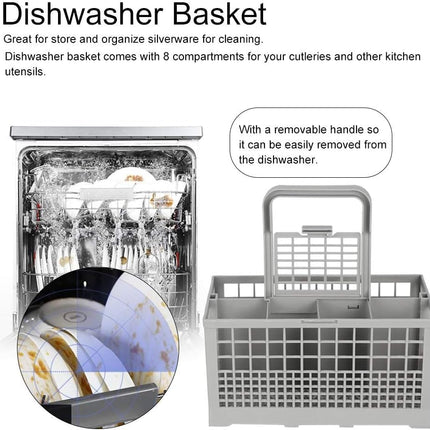 CARLA HOME 8 Slot Universal Dishwasher Cutlery Basket with Handle and Lid which Fits Most Brands (240mm X 135mm X 122mm)
