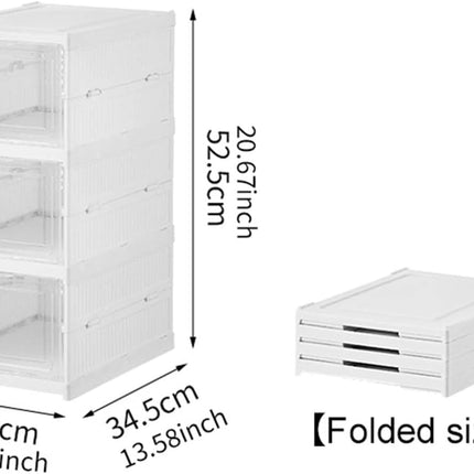 CARLA HOME 3-Tier Stackable Shoe Storage Box Organizer with Clear Door for Closet, Entryway or Cabinet
