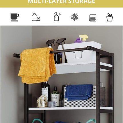 CARLA HOME 3-Tier Over Washing Machine Storage Rack Laundry Shelf Organizer for Bathroom or Toilet (Black)