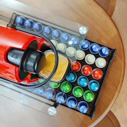 CARLA HOME 60 Coffee Pod Holder Drawer with Tempered Glass Capsule Organizer for Nespresso Pods and Sliding Drawer for Kitchen Countertop