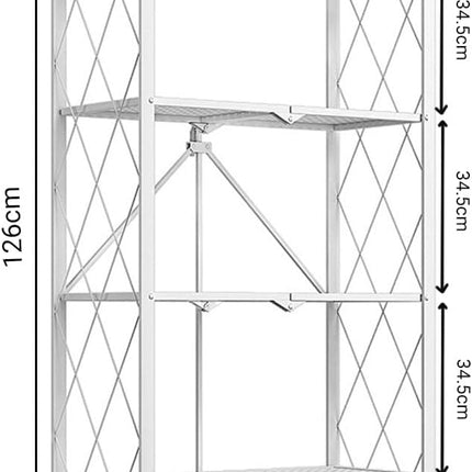 CARLA HOME 4-Tier Foldable Storage Shelf with Wheels for Kitchen, Garage, Pantry or Basement (White)