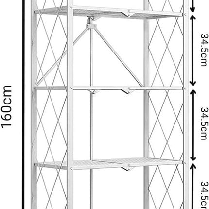 CARLA HOME 5-Tier Foldable Storage Shelf with Wheels for Kitchen, Garage, Pantry or Basement (White)