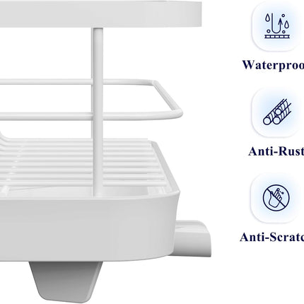 CARLA HOME Dish Drying Rack for Kitchen Counter with Removable Drip Tray, Utensil Holder and Cutlery Organizer