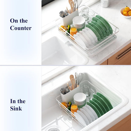 CARLA HOME Dish Drying Rack for Kitchen Counter with Removable Drip Tray, Utensil Holder and Cutlery Organizer